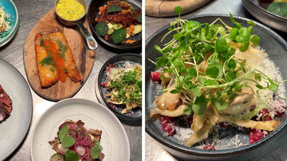 Stort frokostbord på Strandmøllekroen i Klampenborg